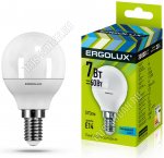 Ergolux-Шар E14 7Вт,дневн.4000К,светов.поток 570Лм (аналог 60Вт обыч.лампы) h82мм d45мм. (10)