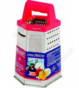 Терка 6-ти гран, h23см,нерж.сталь,пласт.ручк,красн (12) 