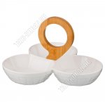 Менажница 3-х секц. 24х22,5см с бамб.ручкой h15см (ф.цветок) п/у