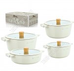 НАБОР посуды 4пр Ivory (кастрюли 2,4л/4,4л/6,6л d20/24/28см,жаровня 4,0л d28см),кремовый (2)