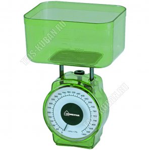 Весы кухонные с чашей, механ до 1кг, дел.10г,чаша 400мл,зелен.(40) 