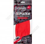 Перчатки хоз-ные РЕЗИНОВЫЕ латекс+хлопок р-р M,длин.манжета 38см,красн (60)
