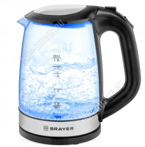 Чайник стекло 2,0л 2200Вт ,черный (8) 