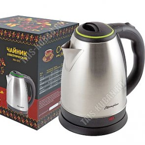 Чайник нерж.1,8л 1500Вт диск,защ б/воды,повор.360,свет.индик.цв.серебро/зелен.крыш (12) 