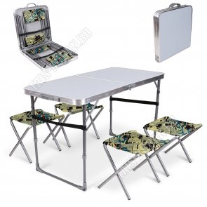 Набор Стол и 4стула (102х50/30х30см) Металл/Камуфляж 