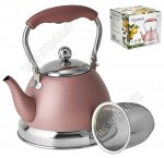 Чайник нерж 1,0л +ситечко, розов.перламутр (12)