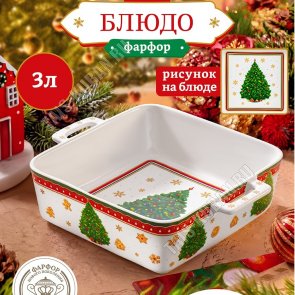 Elan/Ёлка Блюдо для запекания 3,0л 24х24 h8,5см, п/у 