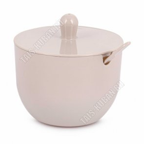 Сахарница с крыш.0,39л бежев,с лож (d9 h12см) 