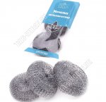 Мочалка д/посуды 3шт. металлич.30г, плетен,кругл,оцинк (30)