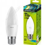 Ergolux-Свеча E27 11Вт, холодн.6500К (аналог 90Вт обычной лампы) (10)