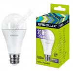 Ergolux-ЛОН E27 20Вт, холодн.6500К (аналог 160Вт обыч.лампы) (10)