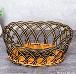 Корзинка/хлебница плетеная, овал (25х19 h9см) соломен/корич (300)