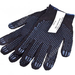 Перчатки  ХБ 10класс 4 нити рабочие,с ПВХ точк,син (10/200) 