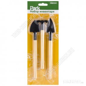 Набор д/комн.растен 3пр.(совок посадоч-2шт 5х3/4х4 h21см+грабельки 5х2 h18см) металл,руч.дерево,блистер (100) 