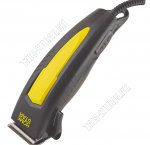 Машинка для стрижки (сеть) 12Вт, 4 уровня длины(3/6/9/12мм) лезвия нержавеющая сталь, петля для подвешивания,щеточка, цвет черный/желтый (24)