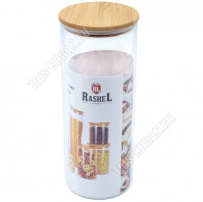 Банка с бамбуковой крышкой (цилиндр) 1,5л d10 h24см (12) 