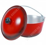 Казан походный (эмаль) 8,0л d28 h18см с металлической крышкой и дужкой,красный (5)