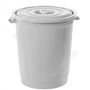 Бак д/мусора 80л серый (d49 h56см) с крыш, Эльф (10) 