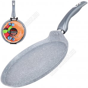 .Сковорода-Блинница d28см серый мрамор,ИНДУКЦИОННОЕ дно, ручка с силиконовым покрытием (10) 