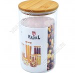 Банка с бамбуковой крышкой (цилиндр) 1,0л d10 h16см (12)