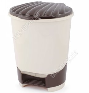 Ведро для мусора с педалью 10л овал (27х26 h34см) белый/коричневый (2) 