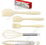 Кухонный набор 5предметов в подарочной упаковке (кисть/венчик/щипцы/лопатка 2шт),айвори (6)