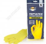 Перчатки хоз-ные РЕЗИНОВЫЕ, хлопк.напылен, разм. S, желт Aviora (120)