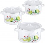 Мохито белый Набор 3 предмета (кастрюля 3,0/4,5/7,0л) металлическая крышка и ручка