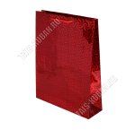 Пакет бумажный,голографический (h34х26см, дно8см) красный (12)