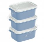Контейнер прям Н-р 3шт х1,0л, сер/голуб, с крышк. (12х18 h8см) (12)