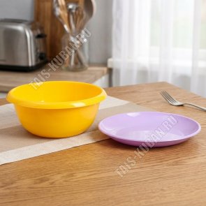Миска кругл, 2,7л желт +тарелка-крышка сирен d26см (30) 