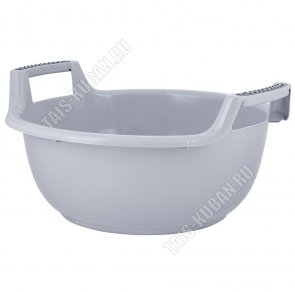 Таз с ручк,кругл 9л серый (d37 h19см) (20) 