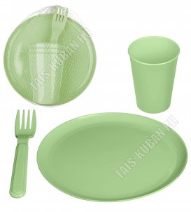Набор д/пикника 3 перс. 9пр, зелен, уп.сетка,Homver (6) 