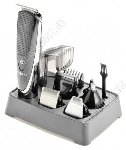 Машинка д/стрижки на подстав. (аккум) 45Вт, 5в1 (триммер д/носа,ушей,бровей,нас.д/бритья,нас.д/окантовки,триммер д/бороды,насад.д/стрижки),прод.раб.30мин,USB каб.1м,щеточ,маслен(6) 