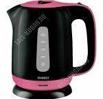 Чайник пластик 1,7л 2200Вт диск,съем.фильтр,индик,автооткл,защ.б/воды, пов.360`,черн/роз (12)