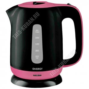 Чайник пластик 1,7л 2200Вт диск,съем.фильтр,индик,автооткл,защ.б/воды, пов.360`,черн/роз (12) 