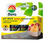 Лента липкая от мух 4шт (4х75см) 