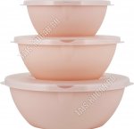 Миска с крышк, Н-Р 3шт персик 1+2+3л (11)