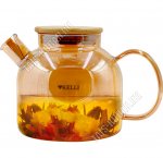 Чайник заварочный (стекло+бамбук) 1,0л медовый (24)