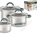 НАБОР посуды 3пр PROFI GREY (кастрюли 3,0/4,0л d16/18см +ковш 2,1л d16см) (4)
