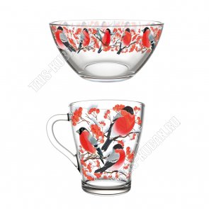 Снегири/Зимние забавы Набор 3пр для завтрака (кружка 250мл+салатник 250мл) (6) 