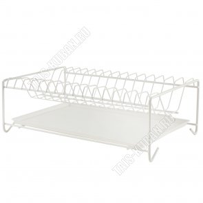 Сушка д/посуды на 15 тар.(39х24см h12см) окраш.белый,пласт.поддон 