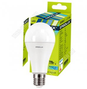 Ergolux-ЛОН E27 20Вт,холодн.6500К,светов.поток 1940Лм (аналог 190Вт обыч.лампы) h134 d65мм (10) 
