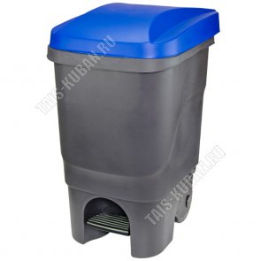 Бак д/мусора на колес+педаль 60л черн/син (39х50 h69см) Idea (1) 