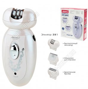Эпилятор 3в1эл. (аккумул) 3Вт 3насад.(эпилятор+бритва+маш.д/стрижки) жемчужн.белый 