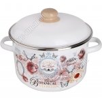 Roses Кастрюля белый (цил) 5,5л d22см,мет.крышк,инд.дно,пласт.ручка/кноп,толщ.ст/дна 0,7мм (2)