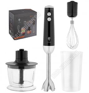 Блендерный набор 1000Вт 2 скорости, 2 насадки, черный (8) 