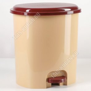 Ведро д/мусора с педал 12л овал, беж/коричневый (8) 
