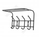 Вешалка с полкой 4 двойн.крюч, полка L40х27см, черный (20)