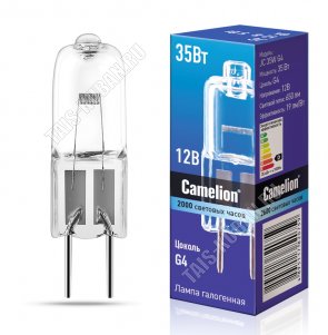 Camelion (галогеновая,без рефлектора) G4 JC 35Вт,12V,световой поток 650Лм,h31 d9мм (5). 